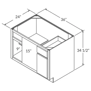 Blind Corner Base Kitchen Cabinet SCB36 Newport LessCare 36 in. width 34.5 in. height 24 in. depth