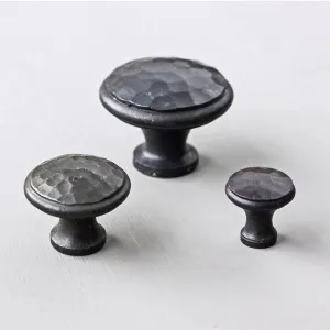 Forged Black Beeswax Beaten Cabinet Knobs