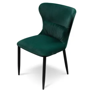 Mavis Dining Chair - Dark Green Velvet in Black Legs - Last One