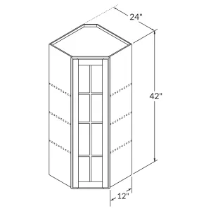 Mullion Diagonal Corner Wall Kitchen Cabinet DCMD2442 Newport LessCare 24 in. width 42 in. height 12 in. depth